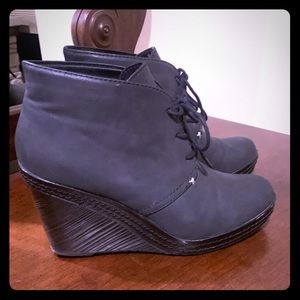 Black wedge booties